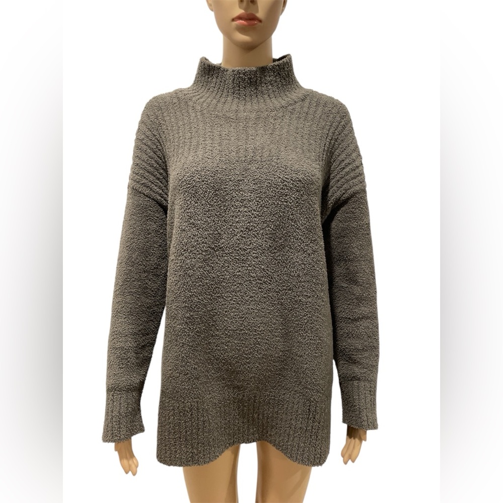 Barefoot Dreams Taupe Gray Cowl Neck Sweater